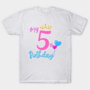 5th Birthday Girl Shirt - Fifth Birthday Cut Princess T-Shirt